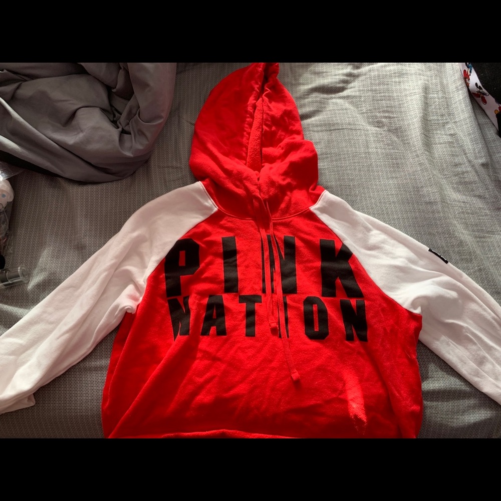 Red and white pink brand sweater